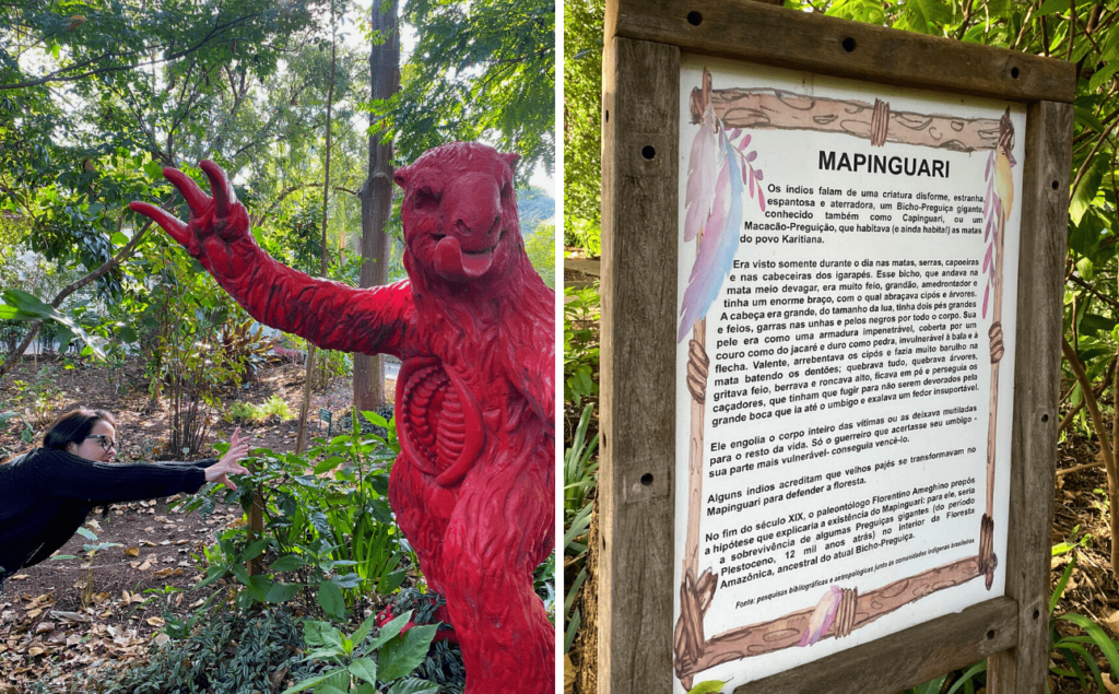 Figura folclórica Mapinguari no Jardim Botânico de Nova Odessa